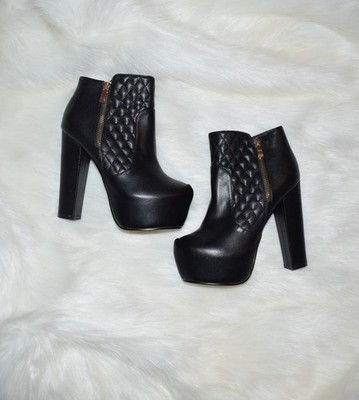 Sergio Todzi Plateau Stiefeletten 37 High Heels Pumps Blockabsatz Schwarz Gold 