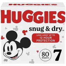 Huggies 55187 Snug  Dry Baby Diapers, Mega Colossal Pack, Size: 7, 80 Count