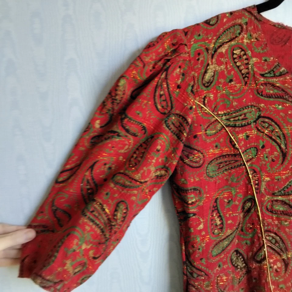 Vestido acampanado de colección hecho a mano para mujer pequeño vacaciones Navidad cachemira manga abullonada Foto 2 de 4