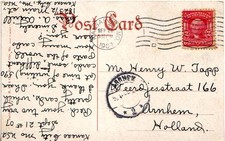 Missouri Kansas City 1907 machine  2c Washington Shield PPC to Netherlands.