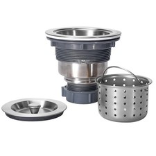 Sink Drain Assembly 3 1/2 Inch Basket Strainer with Stopper Stainless Steel Kitc