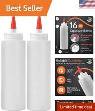 2-pack Plastic Squeeze Bottles for Sauces - 16oz Condiment Squeeze Bottles fo...