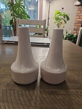 J G Meakin White Ceramic Salt & Pepper Shakers Made In England 5.25"