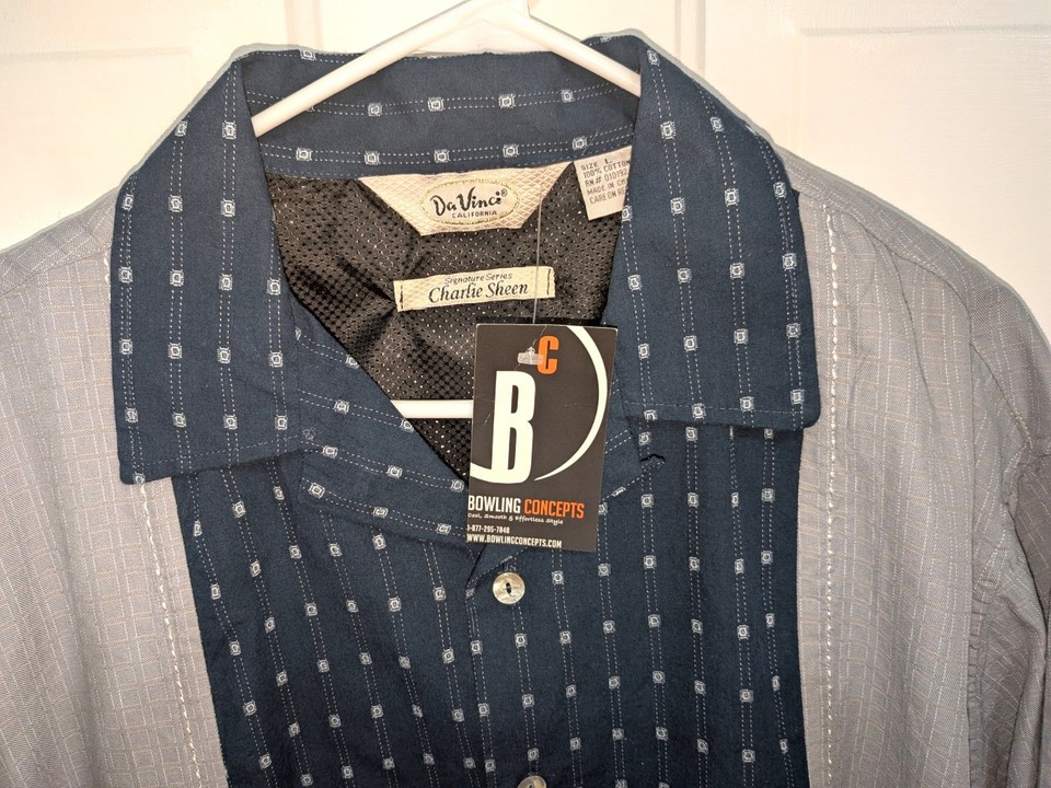 DA VINCI California CHARLIE SHEEN Signature Series Bowling Shirt Sz L