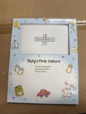 Baby  s First Visitors Autogragh Photo/Picture Frame Blue Boy 4X6