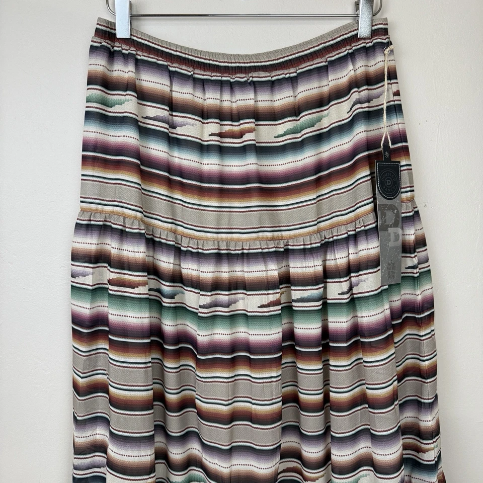 Falda Doble D Rancho Santa Rita Para Mujer S Niveles Serape Rayas Boho Occidental NUEVA Foto 2 de 4