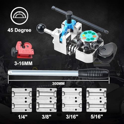  Professional Brake Tube Line Flaring Tool Set, Single, Bubble, 45 Degree