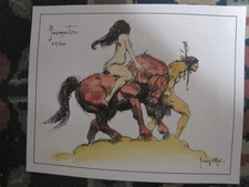 Frank Frazetta-Indian & Woman  Hand painted & signed  art print  w/ COA  # 20/50