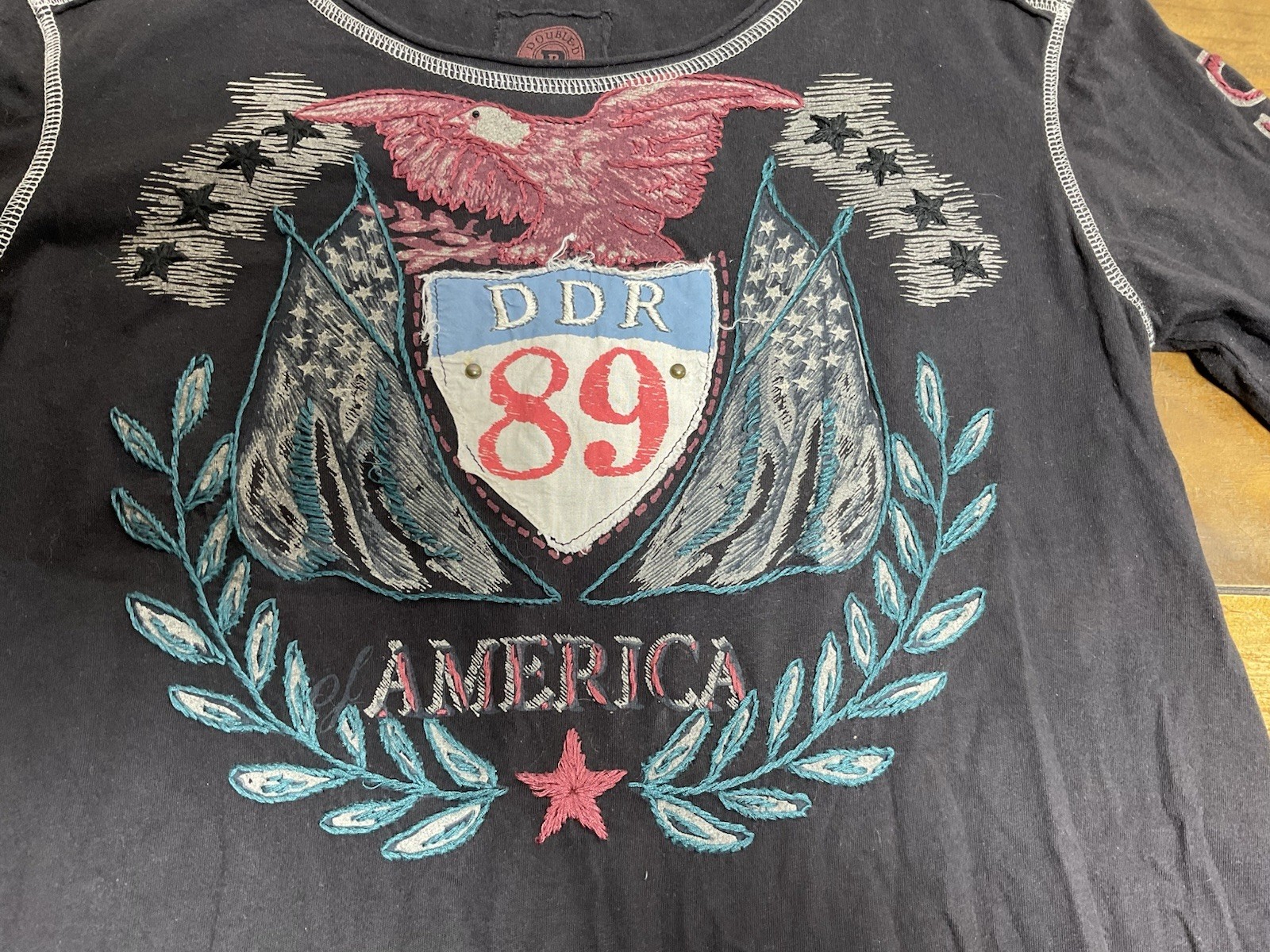 Double D Ranch Long Sleeve S Patchwork Freedom US… - image 2