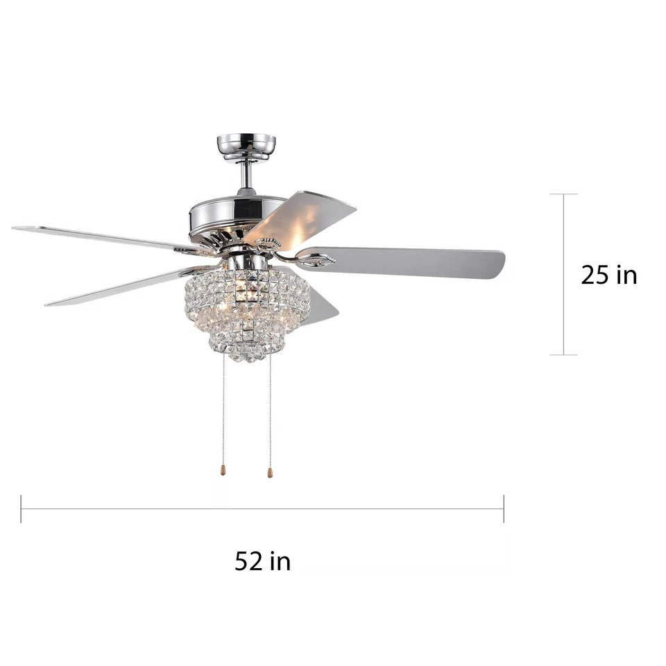 Bryanya 5-Blade 52-inch Chrome Lighted Ceiling Fans - Image 3 of 4