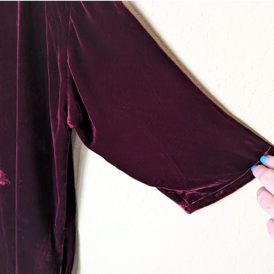 Vestido túnica de terciopelo Eileen Fisher rojo borgoña talla XL fiesta de gran tamaño Foto 4 de 4