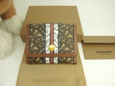 Burberry Compact Wallet TB Pattern PVC Leather 3 fold Wallet Small Wallet POPEL