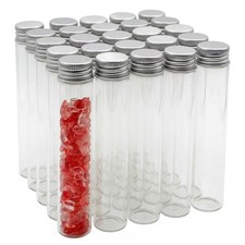 QOAEZK 25PCS 30ML Clear Glass Vial with Aluminum Screw Cap,Tiny Bottle Mini J...