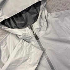 REI Co Op Rain Jacket Mens Large Silver Waterproof Hooded Hiking Outdoor