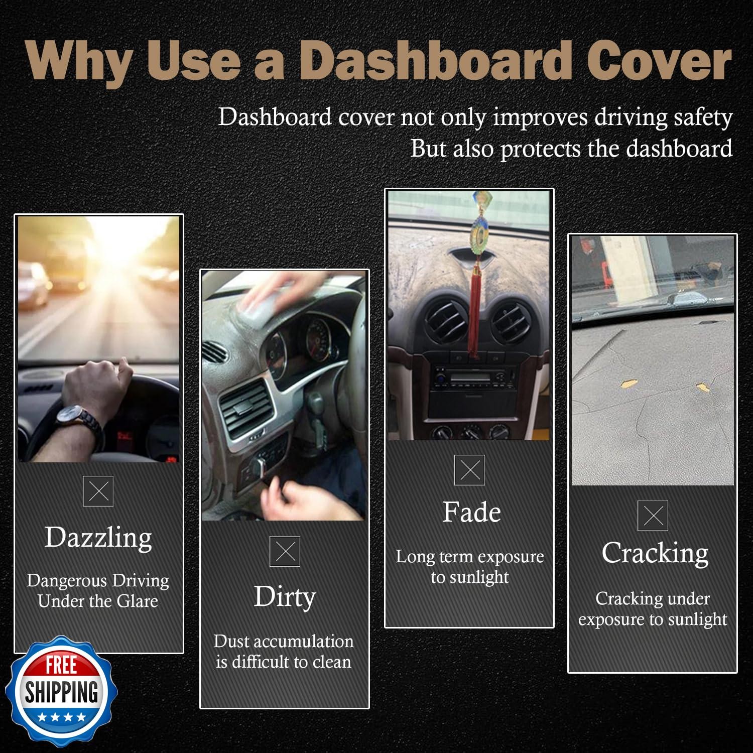 KEYOOG Dashboard Cover Dash Mat Fit for 2005-2002 Do-dge Ram 1500 2500 3500 (