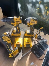 Dewalt power tool set drill with batteries and chargers