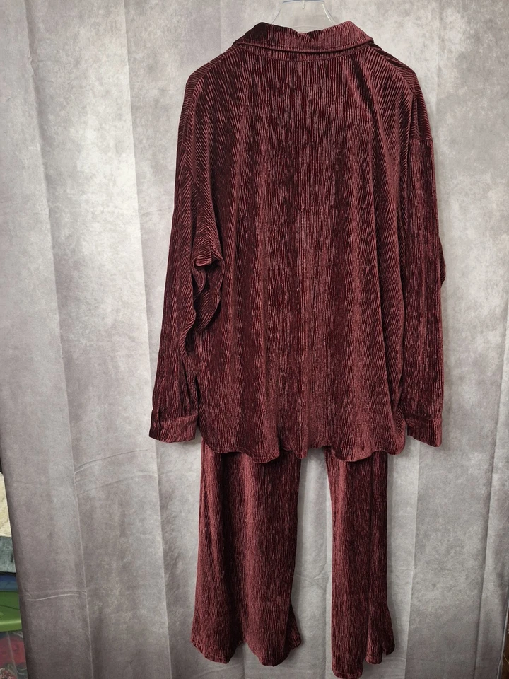 Fashion Nova Jenelle Crushed Velve Wide Leg Pant Set Womens 1x Oversized Relaxed - Image 4 of 4