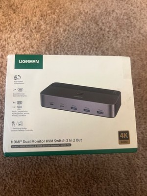 UGREEN 8K@60Hz HDMI KVM Switch 2 Monitors 2 Computers with 4 USB 3.0 Ports