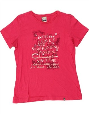 Champion Damen Easy Fit Grafik T-Shirt Oberteil UK 10 Small rosa Baumwolle BJ03