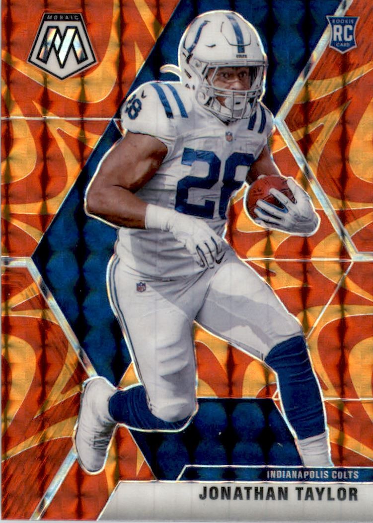 2020 Panini Mosaic Mosaic Reactive Orange Football Card #216 Jonathan Taylor