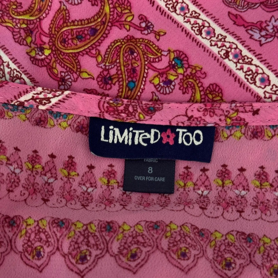 Vestido Vintage Limitado Too Niñas 8 Rosa Paisley Floral Y2K Retro Mini Boho Foto 3 de 4