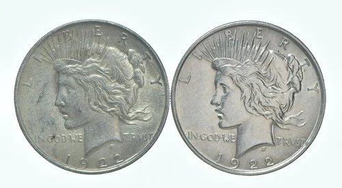 1922 & 1922 Peace Silver Dollar $1 Bullion Collection Lot *150