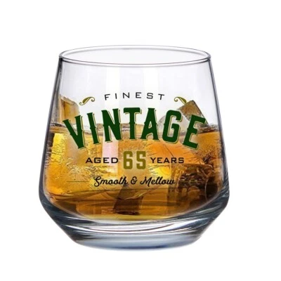 DESIGN, INVENT, PRINT! 65th Birthday Gift Glass Age 65 Years Funny Present Keepsake Whiskey Wine 345ml