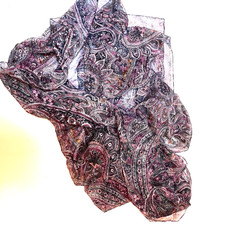 Scarf Shawl Made In Italy Paisleys Design Sheer. 70 x 33 in. Vintage