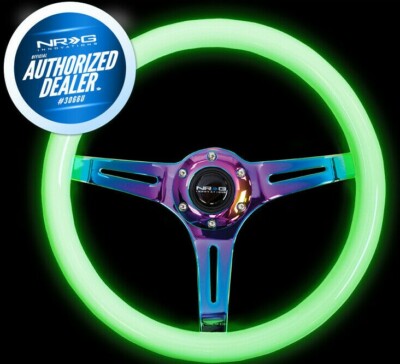 NEW NRG STEERING WHEEL 350mm Glow in the Dark Classic White Wood ST-015MC-GL