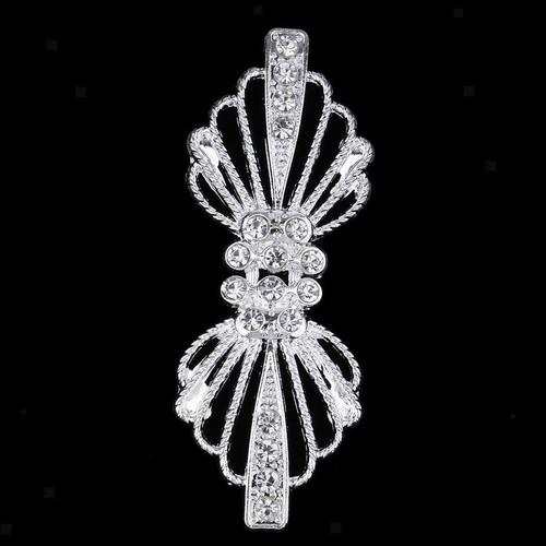 Prettyia 2 x Crystal Wedding Closure Hook & Eye Clasp Sewing Supplies Silver - Picture 7 of 12