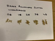 Small / Tiny  Brass Round Head slotted  wood screws size gauge 0G 1G 2G 3G & 4g