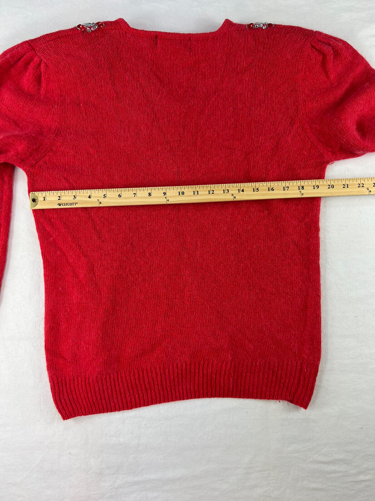Vintage Le Chois Sweater Woman Medium Red Angora … - image 9