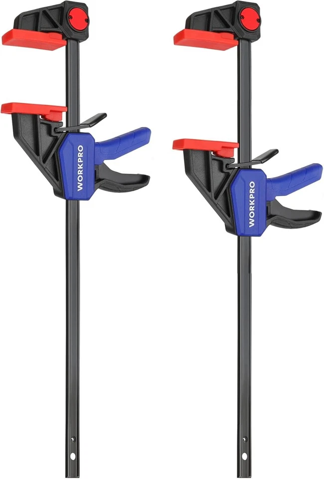 WORKPRO 2 in 1 Schraubzwingen Set,Einhandzwingen 2 Stück,Spannkraft 68kg