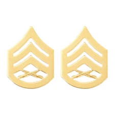 USMC Genuine Insignia Marine Corps Chevron Satin Gold SSGT Staff Sergeant - 2pc