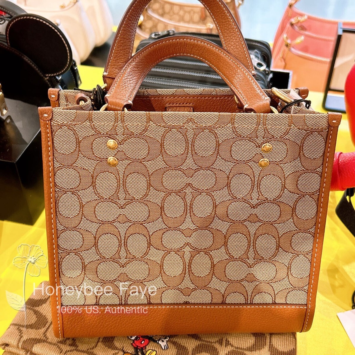 NWT Disney X Coach Dempsey Tote 22 In Signature Jacquard With