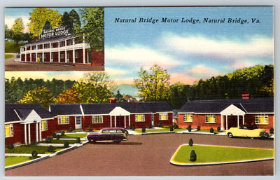 c1940s Natural Bridge Motor Lodge Natural Bridge Virginia Postcard Linen