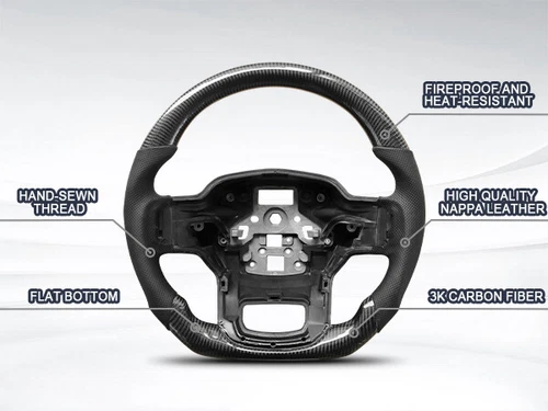 Real 3K Carbon Fiber Steering Wheel Black Fits For F150 2021 2022 2023 2024 - Picture 7 of 11