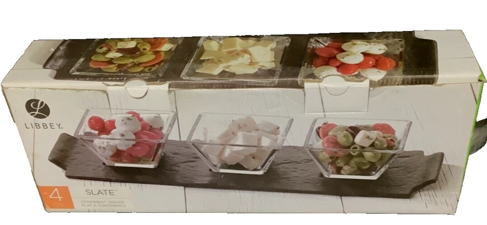 LIBBEY 4 Pieces Slate Condiment Server Celebrate Everyday - New - Image 2 of 4