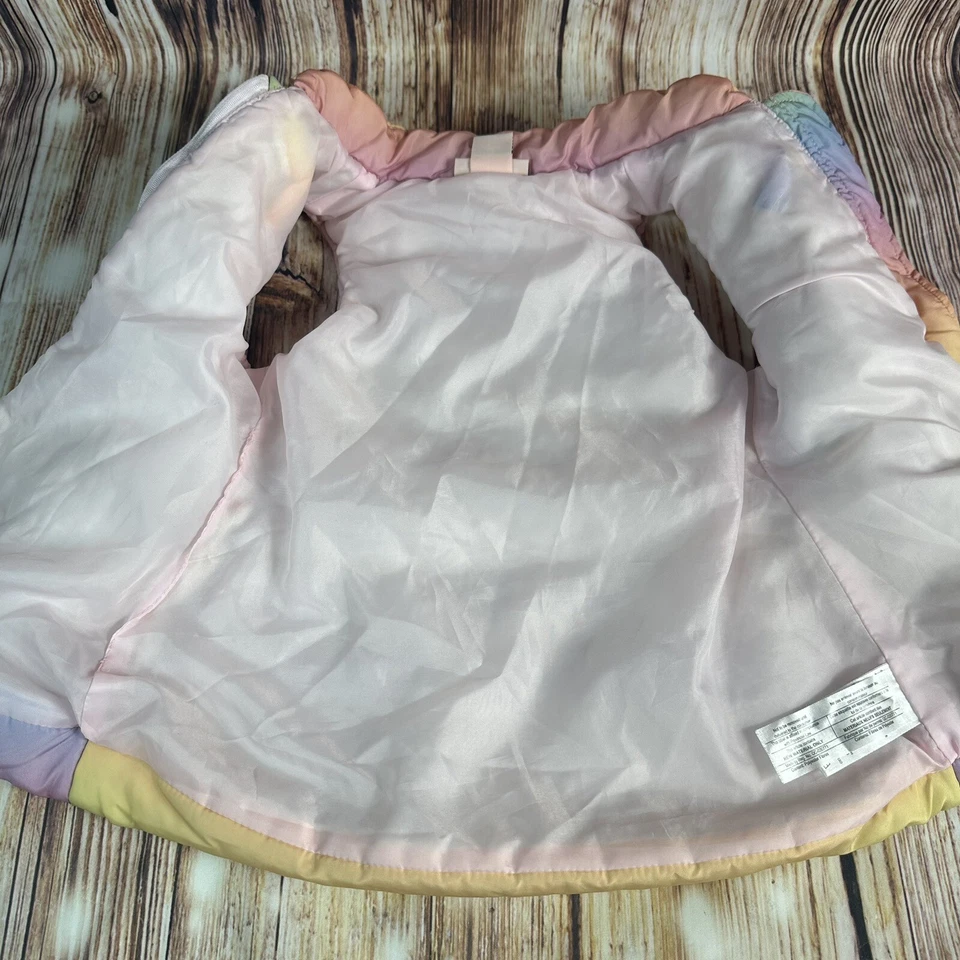 Juicy Couture Niñas Pequeñas Talla 4 Arco Iris Acolchado Puffer Cremallera Chaleco Chaqueta Abrigo Foto 3 de 4