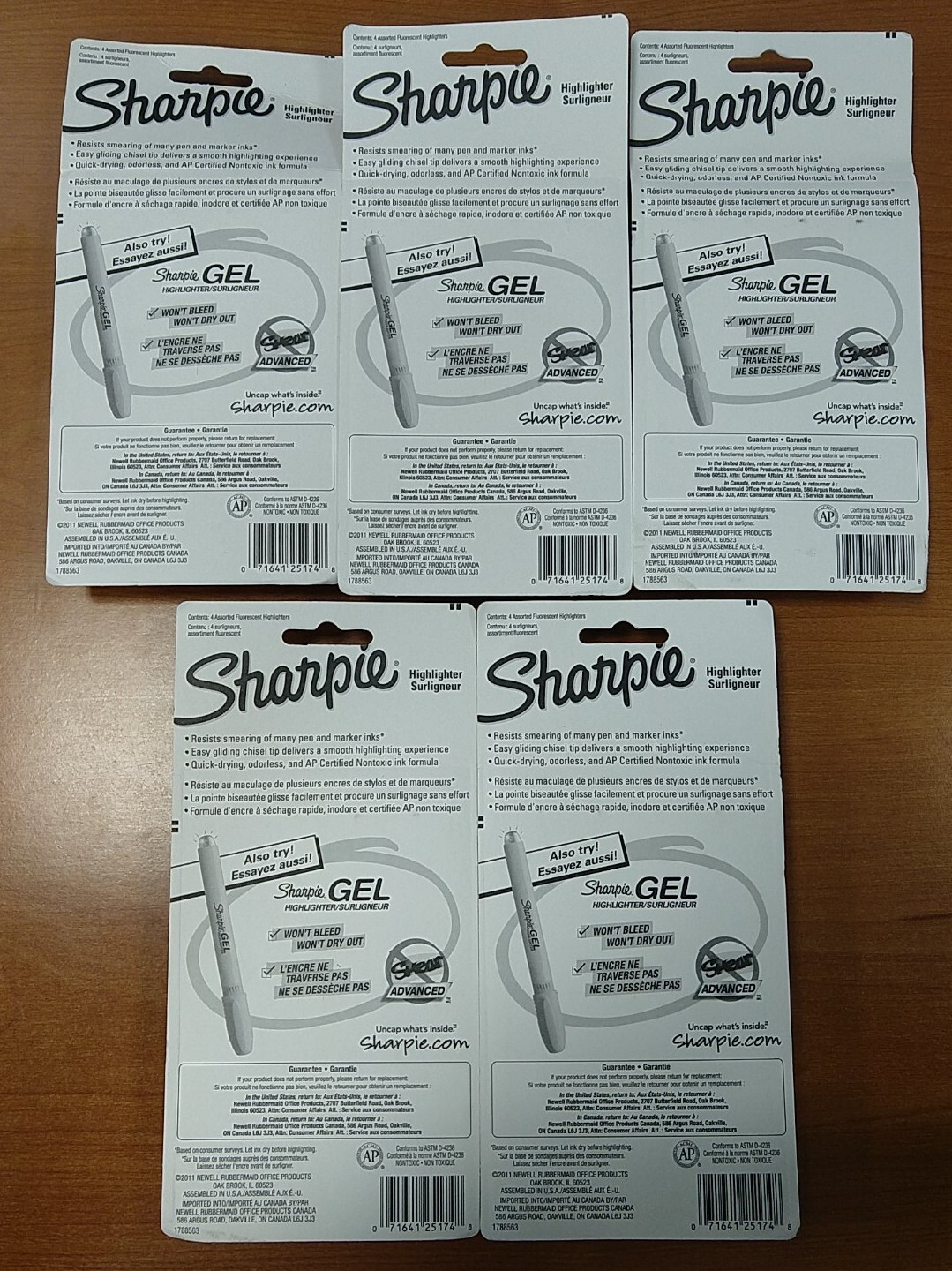5 Pks of 4: Sharpie Highlighter Yellow/Pink/Orange/Blue 20 Count Total 1E