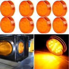 8pcs Set 2.5" Round 13Bulbs Side Marker Clearance Lights For Truck Trailer Amber