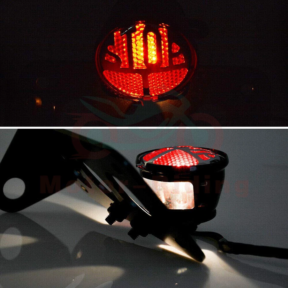 Novo Suporte de Placa de Licença de Luz de Freio Traseira Suporte Lateral Para Harley Bobber Chopper - Imagem 3 de 4