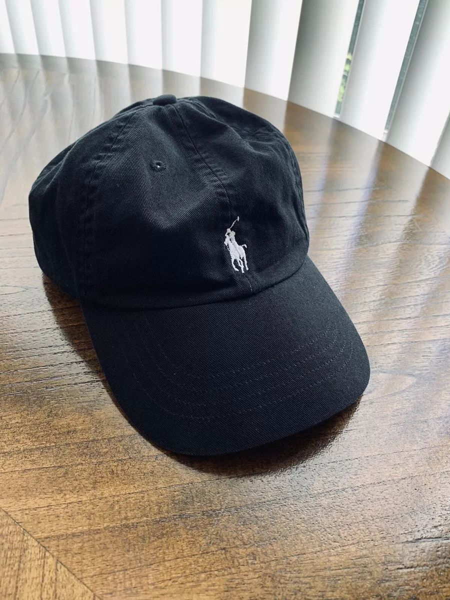 Vintage Ralph Lauren Polo Black Baseball Cap OSFA w/ White Pony Mint!