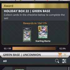 2022 TOPPS BUNT DIGITAL Holiday Box 22. Uncommon Green Base 99 Card set