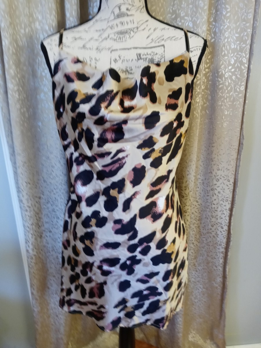 NWT Fashion Nova Wild Memory Satin Mini Dress Leopard Print