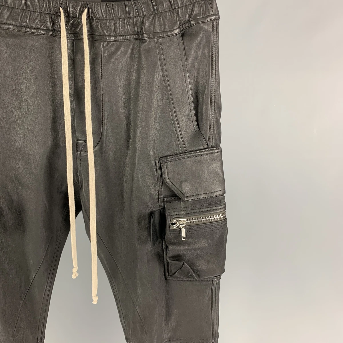 RICK OWENS Gethsemane FW 21 Size 34 Black Leather Mastodon Cargo