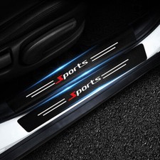 4x Carbon Fiber Sports Auto Car Door Plate Sill Scuff Cover Anti Scratch Sticker