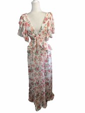 Pretty Little Thing Open Back Floral Maxi Dress Size Small Cottage Core