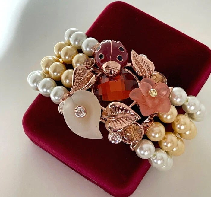 Deluxe Perlen Armband Armreif Crystals Kristalle 750er Rosegold 18K vergoldet - Bild 2 von 4