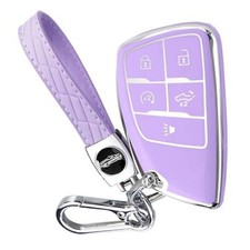 Key Fob Cover for Chevy GMC with Keychain, Silverado Sierra 5 Buttons Purple